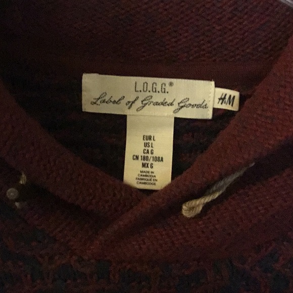 H&M Shawl Collared Wool Blend Sweater SZ L - Picture 2 of 5